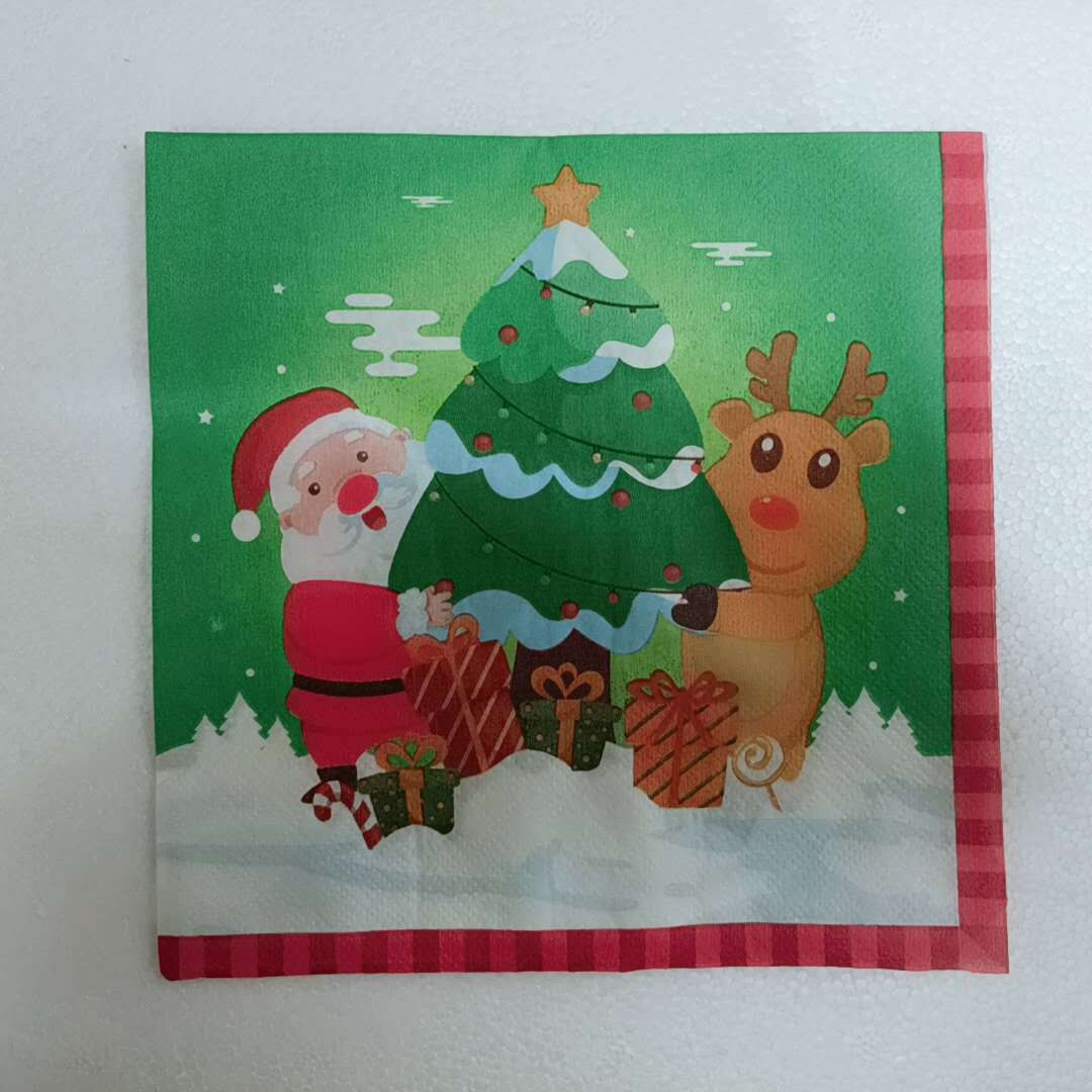 Juego de vajilla desechable para de Feliz Navidad, platos de papel, taza, decoración para la mesa de Navidad para el hogar, decoraciones para de navidad: napkin 20pcs
