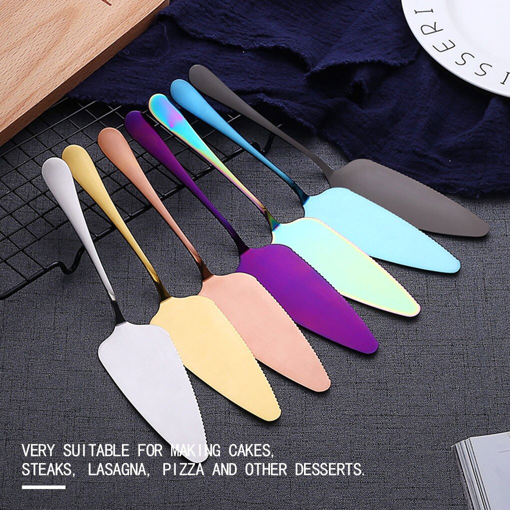 Stainless Steel Cake Server Toothed Pizza Cheese Spatula Dessert Pie Pastry Butter Divider Scraper
