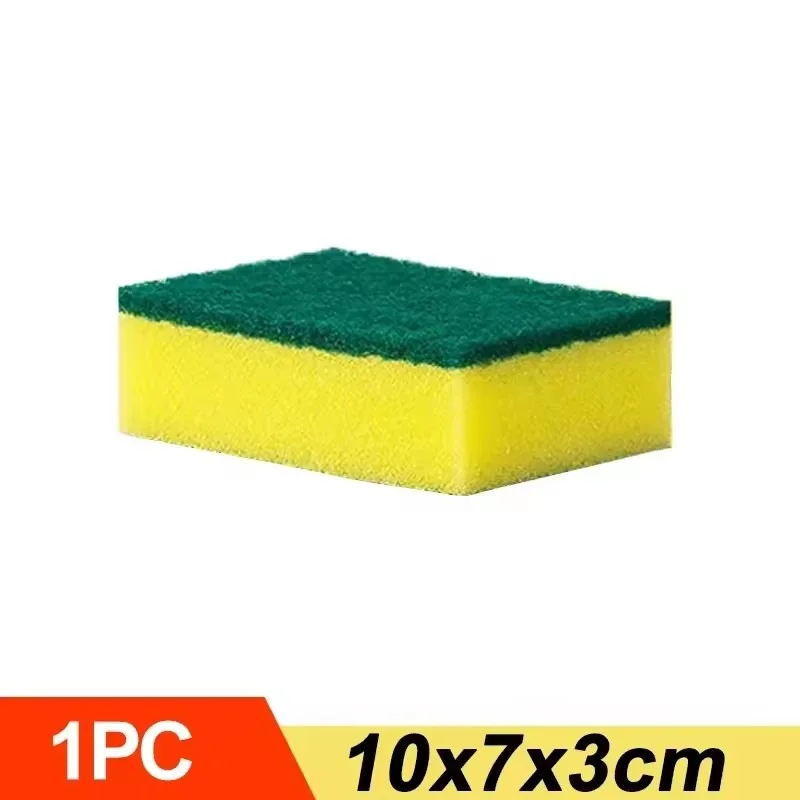 100/1Pcs Kitchen Dishwashing Sponge Household Cleaning Brush Sponge Soft Absorbent Clean Rub Pot Rust Pad Scouring Removing Kits: army green