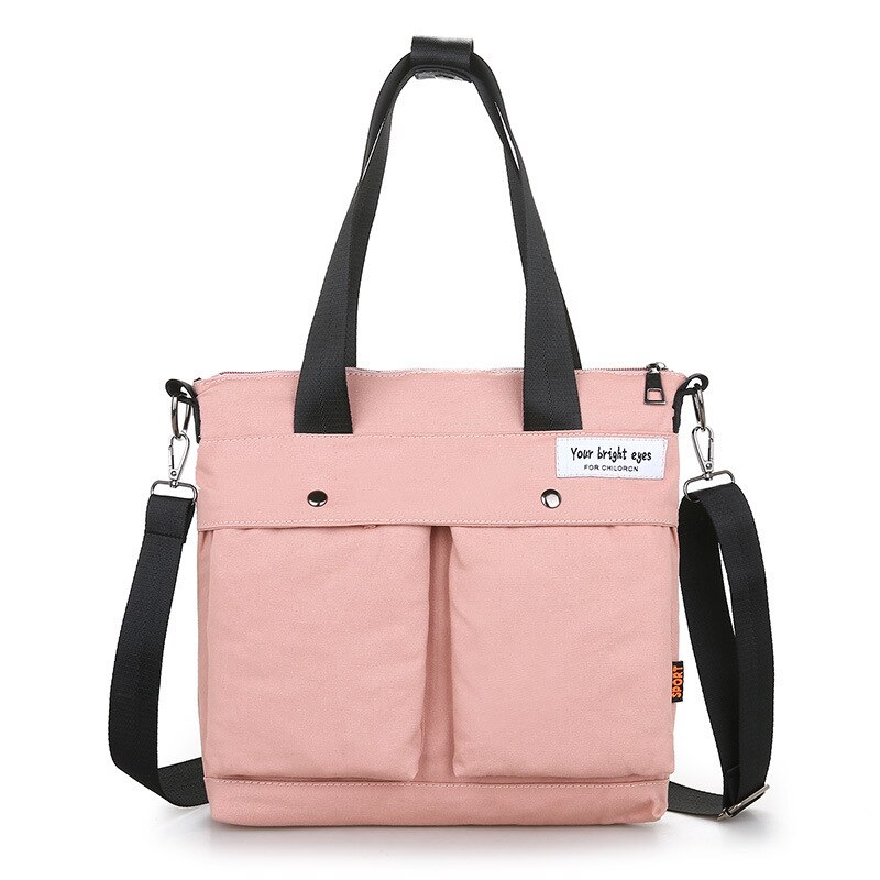 Mori Girl Japanese-style Literature And Art Hipster Canvas Bag Students Casual Simple Shopping Bag Top Grade Embroidered: Pink Double Stereo