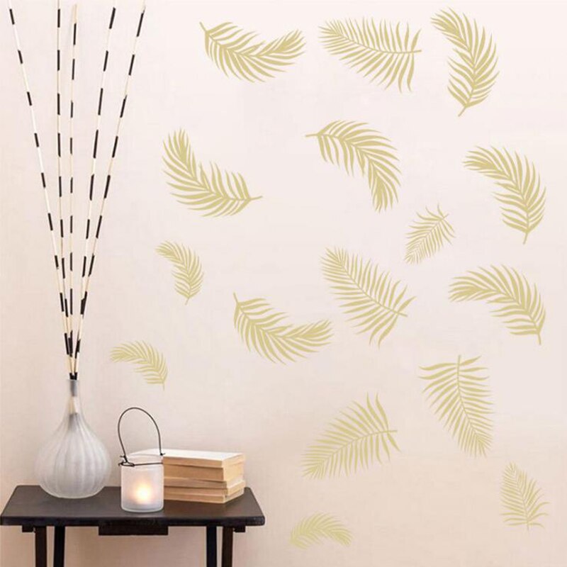 DIY Gold Palm Leaf Tropical Wall Decals Living Room Home Decor Vinyl Wall Stickers Decoration Removable Mural Art Posters