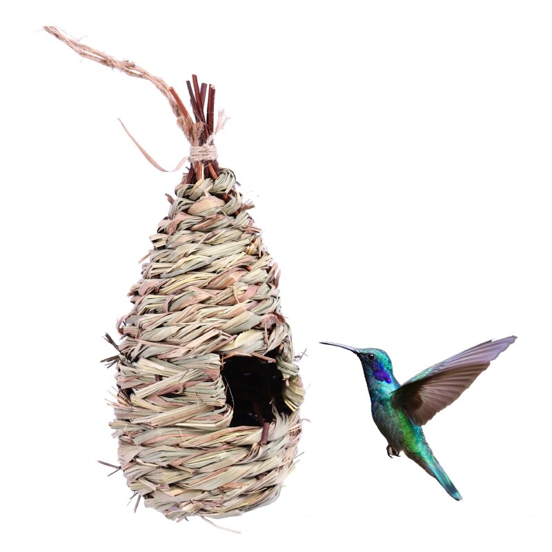 Hummingbird Nest Grass Bird Hut Hand Woven Outside Hanging Roosting House