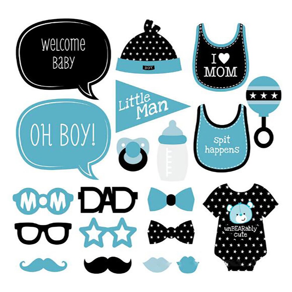 20pcs Boy Girl One Year Photo Booth Props Funny Birthday PhotoBooth Props Decor for Celebrating Birthday Party Decoration: 4