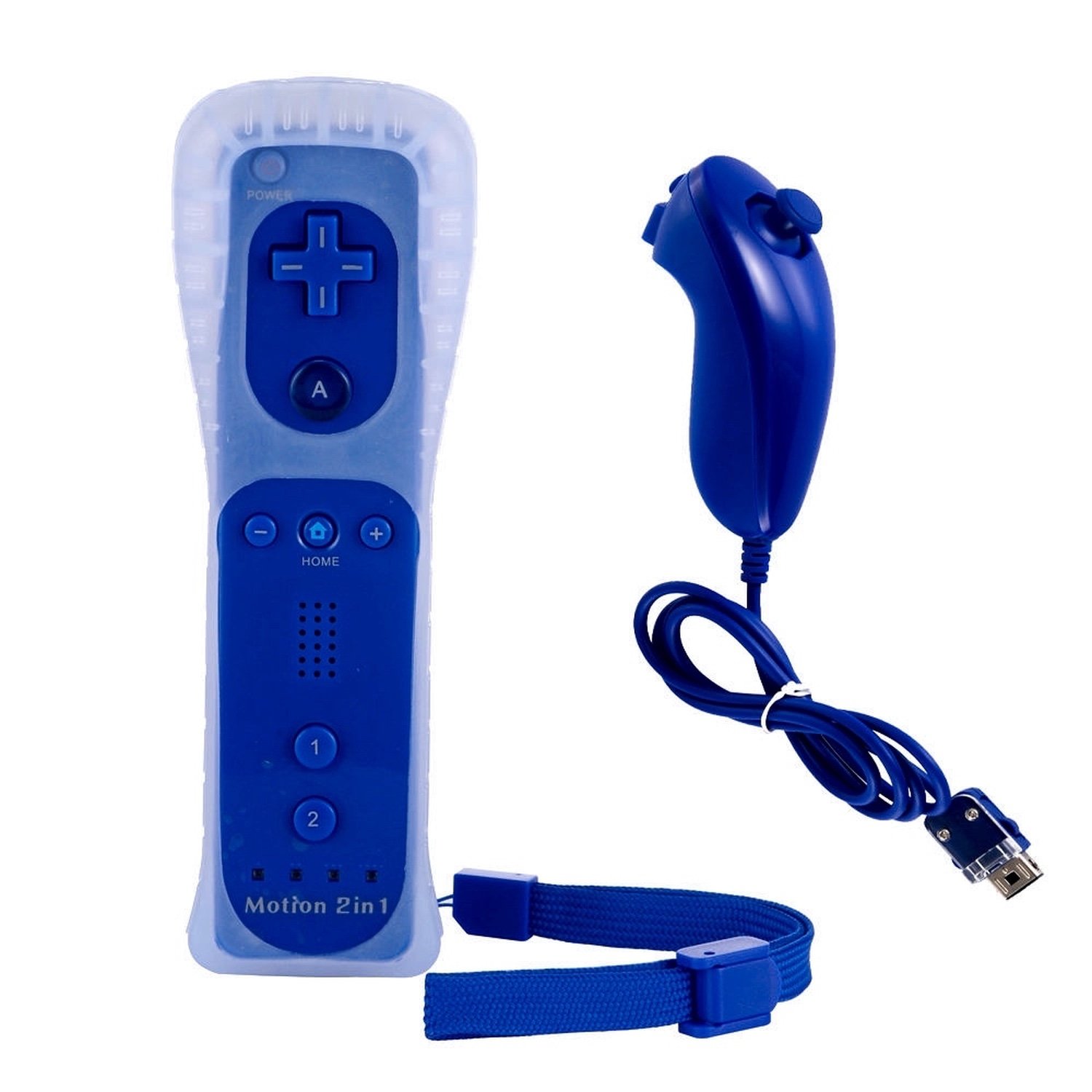Pack Wii Remote Controller Motion Plus + Nunchuck Compatibel Wii Blauwe Kleur