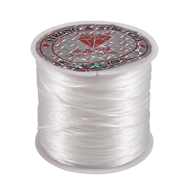 Witte elastische rekbare kristallijn sieraden kralen draad klos 100 meter: Default Title