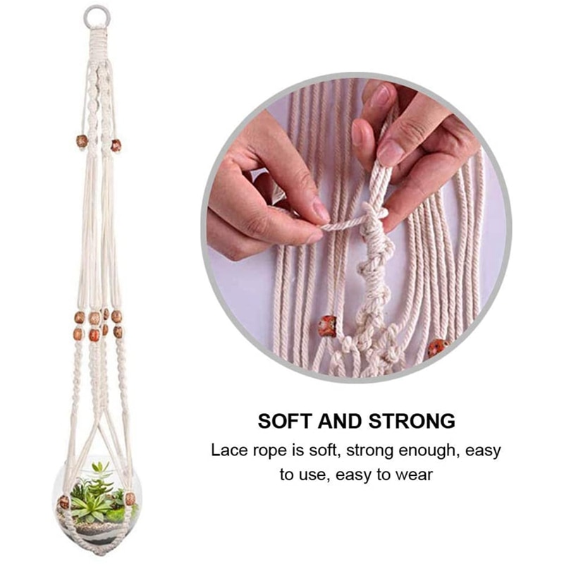 Macrame ledning macrame tau med treperler tre ringe og trepinne til diy tapet vegg hengende håndverk drømfangere