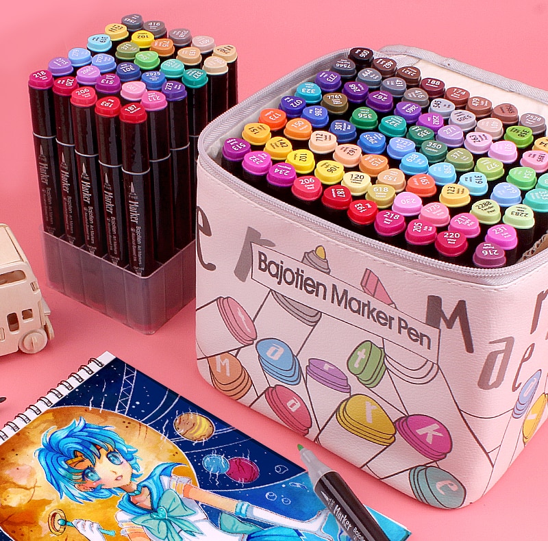 12/40/60/80 Art Markers Brush Pen Sketch Alcohol Based Markers Dual Head Manga Drawing Pens Art Supplies