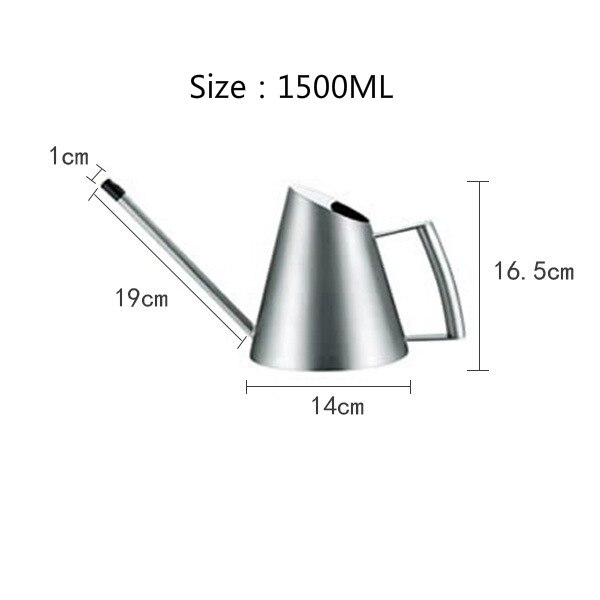Roestvrij Stalen Gieter Tuinieren Ingemaakte Kleine Gieter Gebruik Handvat Perfect Voor Sproeisysteem Bloem Planten Douche Voor Tuin: Silver-1500ml