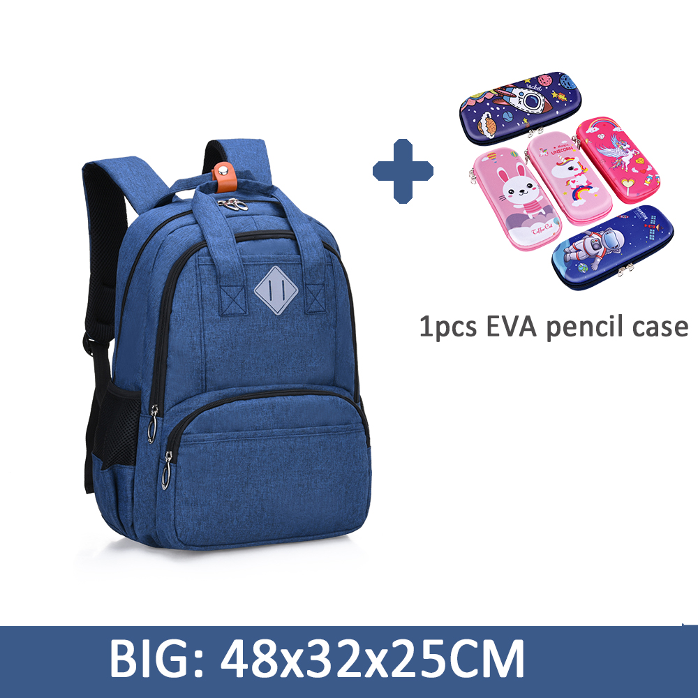 Mochila escolar para adolescentes, Kit de estuche de lápices para estudiantes universitarios, bolso escolar diario con caja de bolígrafos, Mochila de ocio para niños y niñas, 6384: Blue L(Pencil case)