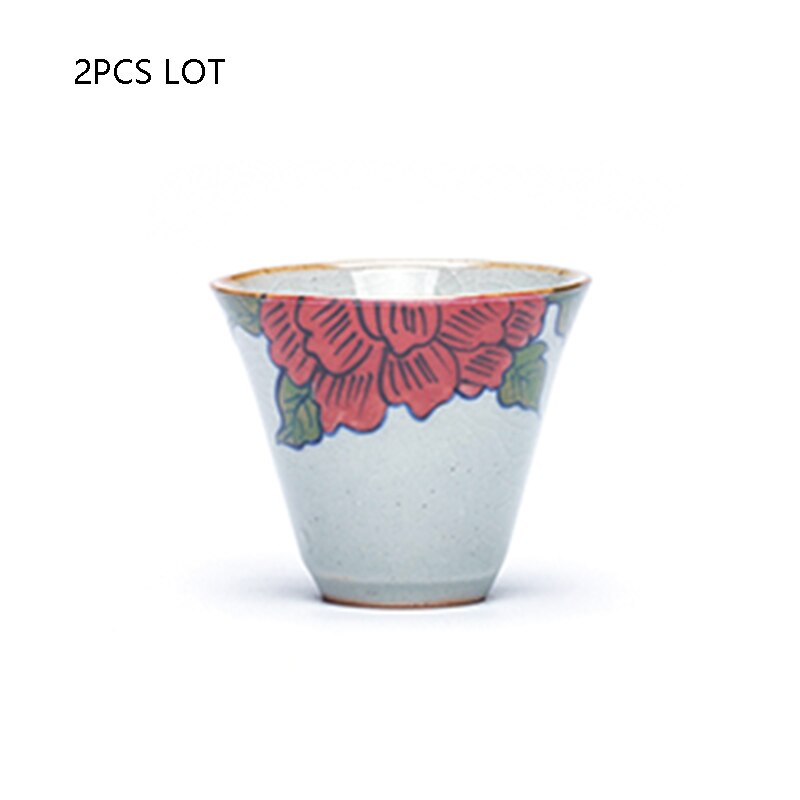 45/55 Ml Jingdezhen Keramische Porselein Handgeschilderd Rode Bloem Patroon Theekopje Chinese Kung Fu Thee Set Kleine Sake Kom puer Thee Cup: D