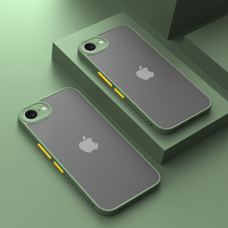 Para iPhone 16E funda SE4 2025 armadura de PC dura mate de lujo bloqueo de Color a prueba de golpes Fundas protectoras de cámara para iPhone 16e cubierta: Negro