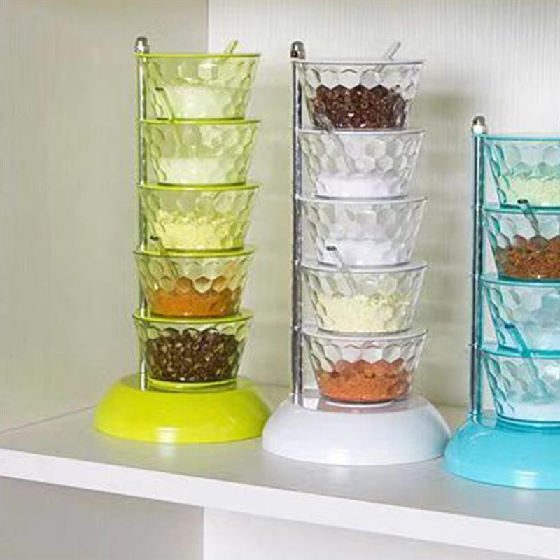 Multi-layer Spice Jar Practical Convenient Rotatable Spice Case Seasoning Box Storage Container for Restaurant Kitchen Home
