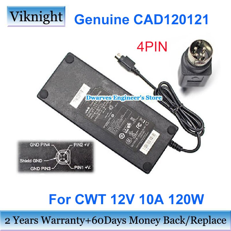 Echt CAD120121 12V 10A Ac Adapter Oplader Voor Cwt Voeding Adapter 120W Ronde Met 4 Pins