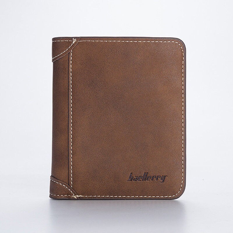 Lokale voorraad mannen Lederen Portemonnee Bifold ID Kaarthouder Purse Checkbook Korte Clutch Billfold: Coffee vertical