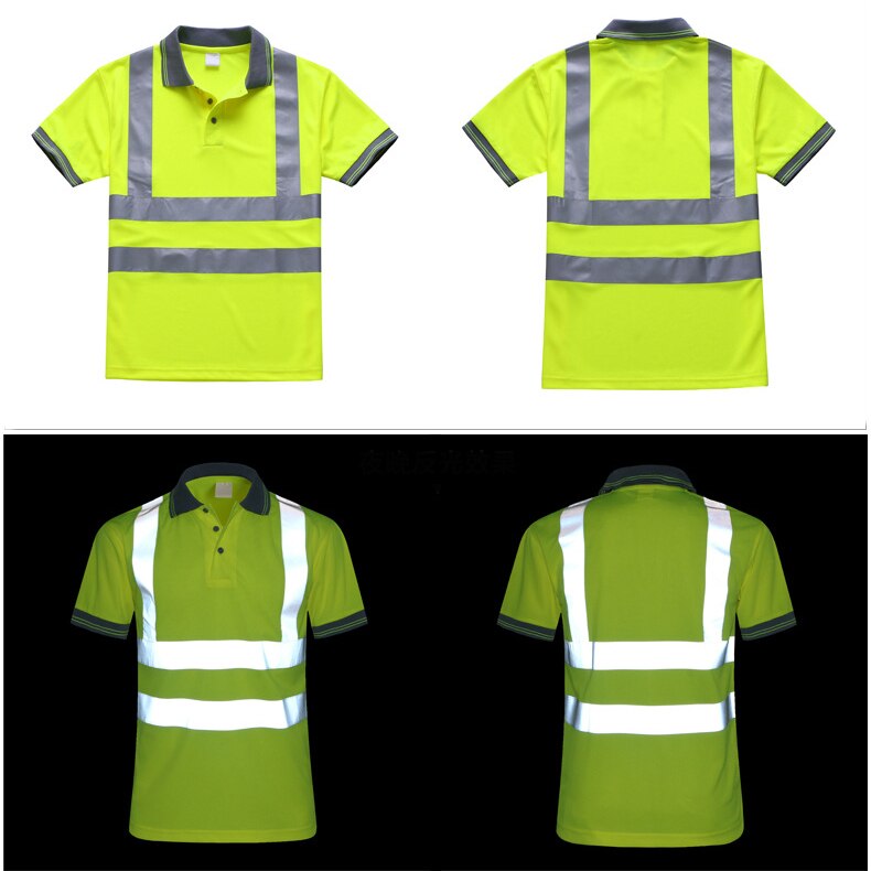 Polo reflectante de alta visibilidad para hombre, ropa de seguridad de secado rápido, camiseta reflectante, ropa de trabajo