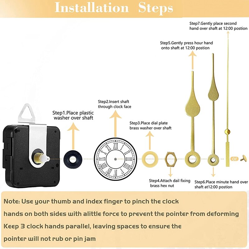 2 Pack Silent Quartz Clock Movement,Wall Clock Motor Replacement DIY Repair Parts,Long and Short Axis Clock Mechanism