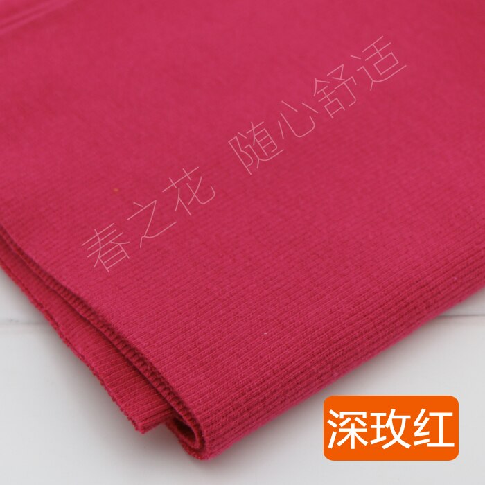 20X 100cm 2x2 Cotton knitted rib cuff fabric stretchy cotton fabric for DIY sewing clothing making accessories fabric: Deep rose red