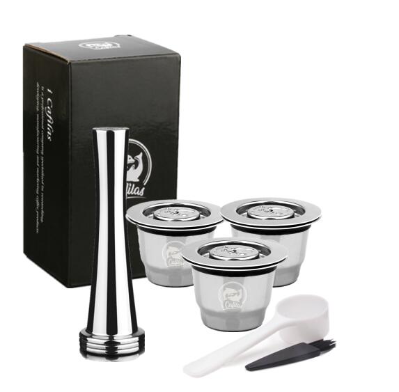 Koffie Capsules Voor Nespresso C30 Hervulbare Crema Espresso Hervulbare Koffie Filter Rvs Herbruikbare Pod: 3 Capsules 1 Tamper