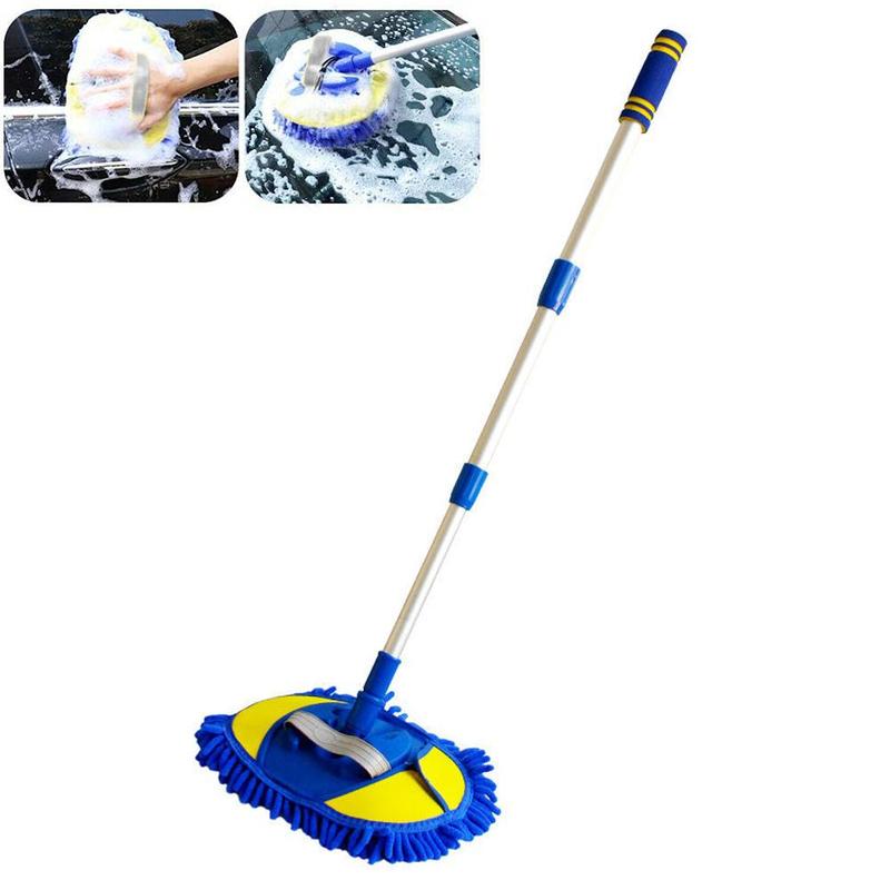 Car Washing Mop Car Cleaning Brush Car Wash Brush Telescoping Long Handle Cleaning Mop Chenille Broom Auto Accessories