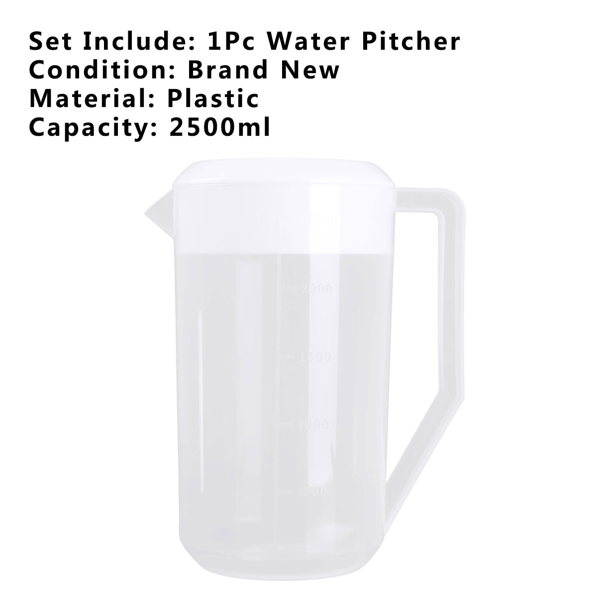 Jarra para agua fría de plástico de grado alimenticio, jarra transparente con tapa, a prueba de fugas, para agua, hielo, té y zumo