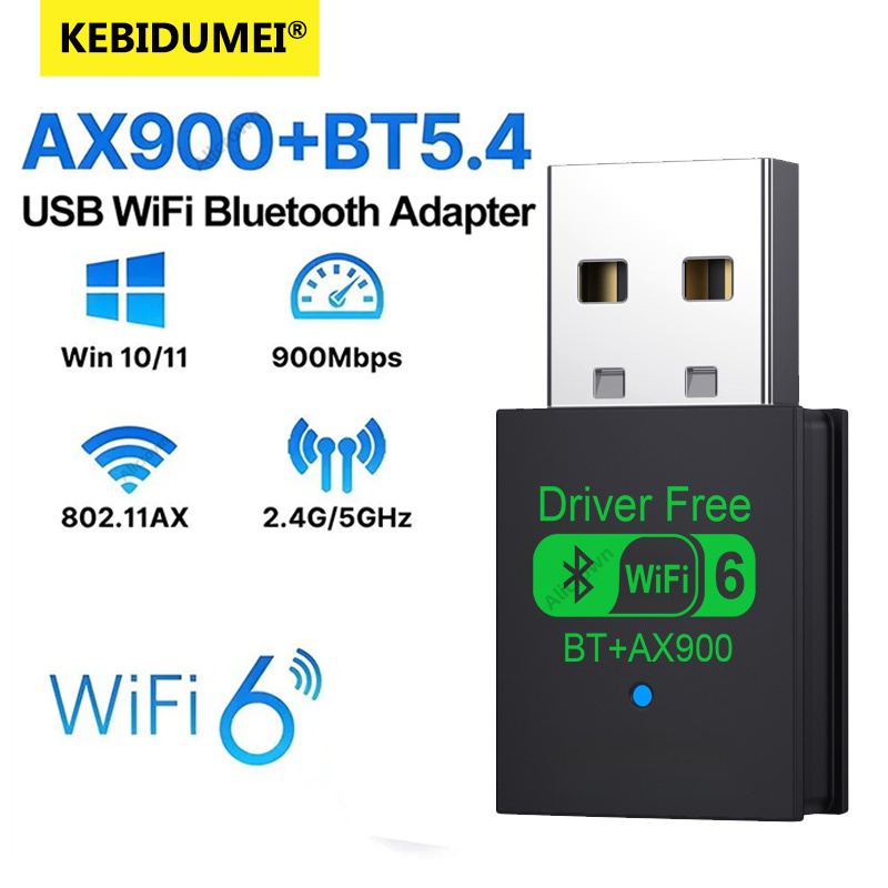 Adattatore USB WiFi 6 Bluetooth 5.4 da 900 Mbps Dual Band 2.4G 5G Ricevitore esterno wireless Dongle WiFi per laptop Desktop Win 7/10/11: Argento