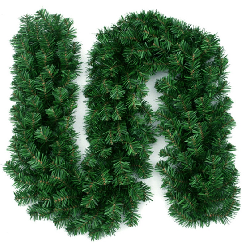 2.7m kunstige grønne jul krans xmas hjem fest fyrretræ rotting træ krans diy hængende vævet år ornament dekoration