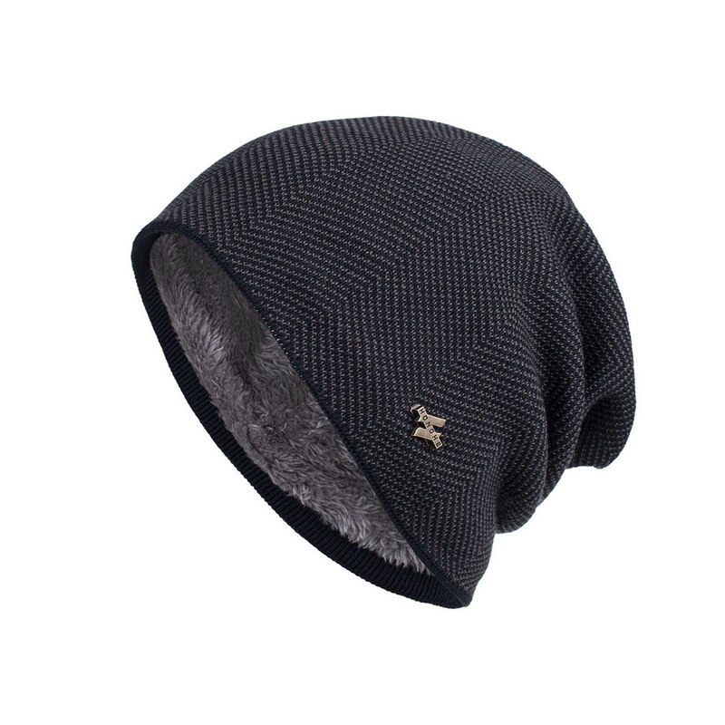 Merkki skullies pipot miesten neulottu hattu talvihatut miehille naisten lippalakit talvi pipo hattu gorro paksu lämmin konepelti miesten talvilakki: Harmaa