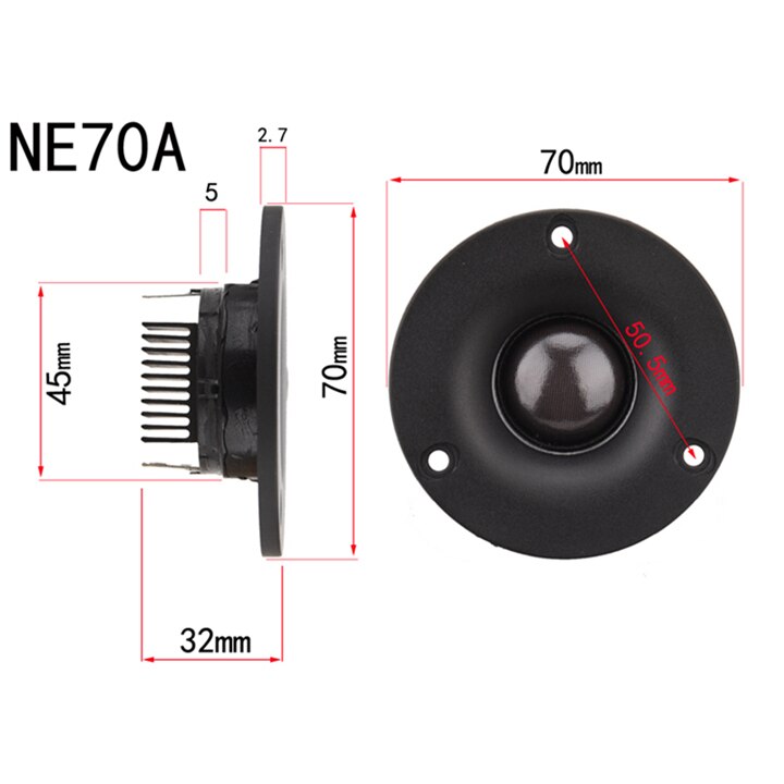 HIFIDIY LIVE 2.5~3 Inch Tweeter Speaker Unit Neodymium Silk membrane 6 OHM 30W Aluminum radiator ATreble Loudspeaker NE74A/70/66: 2 pieces / NE70A