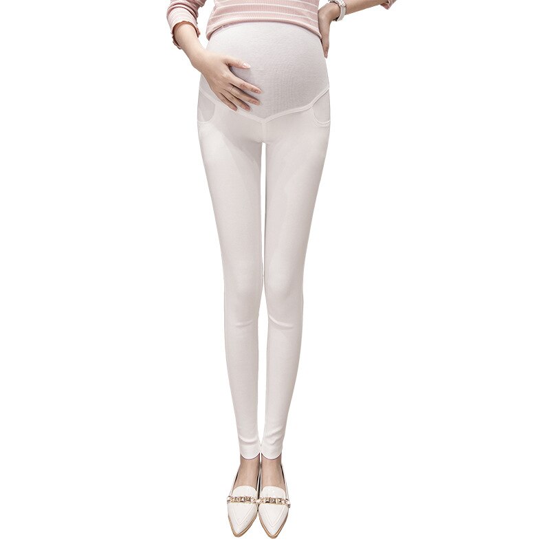 Pantaloni Skinny premaman per donne incinte pantaloni slim fit a matita abiti gravidanza leggings alla caviglia per gravidanza: white / S