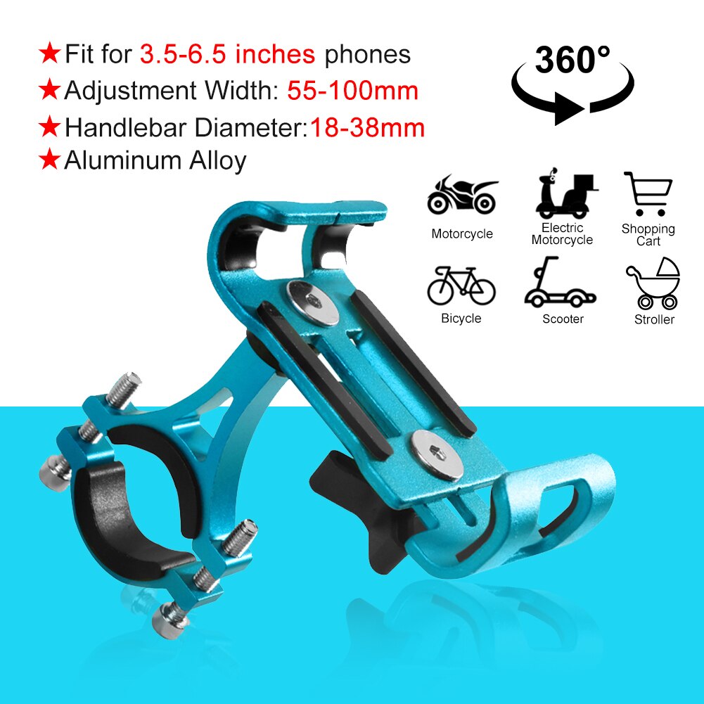 Aubtec Motorcycle Mtb Fiets Stuur Mount Mobiele Telefoon Houder Gps Fiets Telefoon Houder Fiets Accessoires: Blue Rotatable