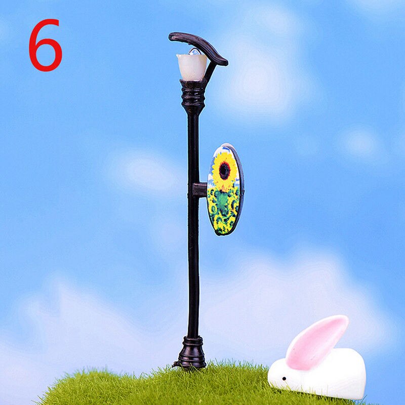Nueva miniaturas de jardín Mini farola hadas terrarios con musgo escritorio botella jardín artesanía de resina
