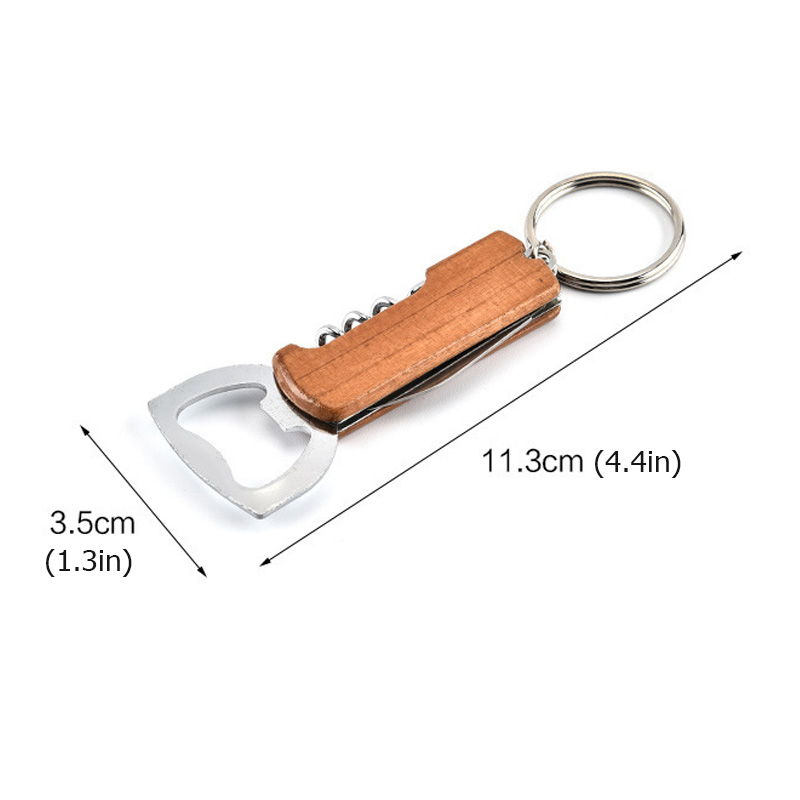 Kreatywny brelok otwieracz robić piwa butelka ze stali nierdzewnej wielofunkcyjny drewniany uchwyt korkociąg bar akcesoria imprezowe