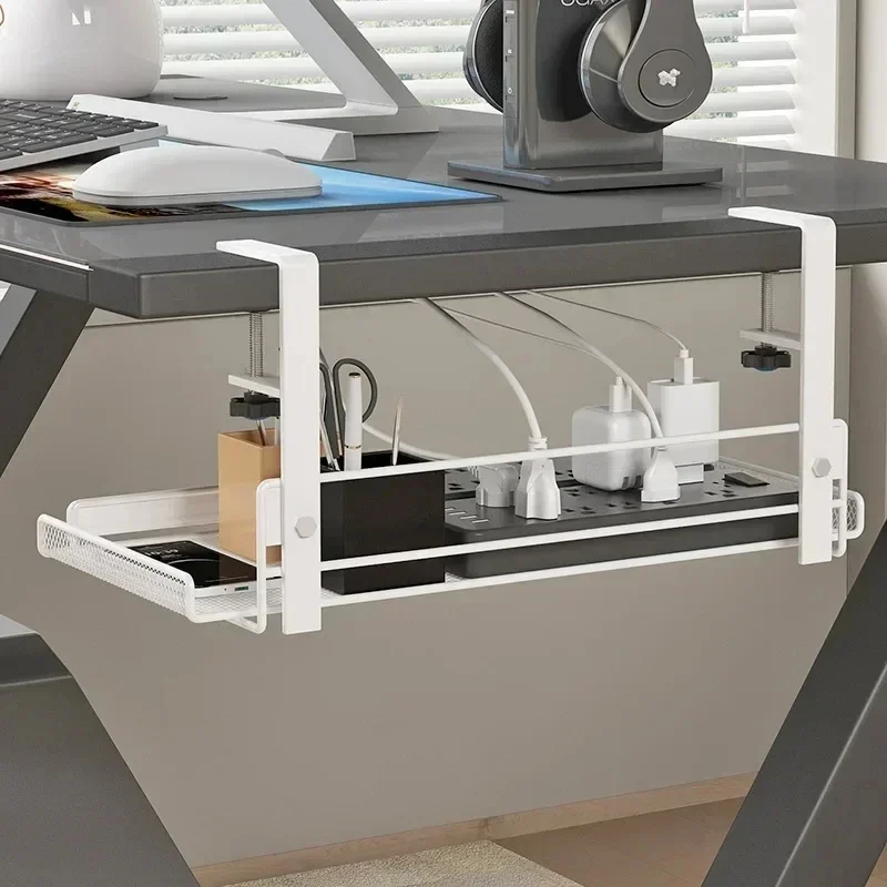Kabelmanagement-Tablett unter dem Schreibtisch, ohne Bohren, Kabel-Organizer aus Stahl für Höhle Schreibtisch, Kabelmanagement-Tablett, Kabelmanagement-Gestell