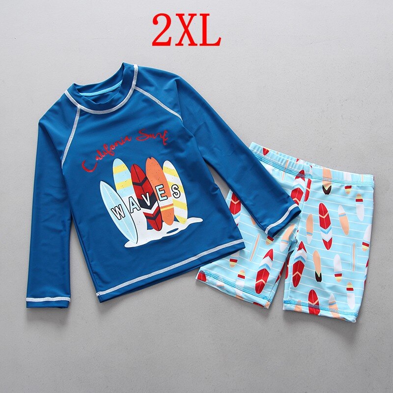 Kinderen Badmode Jongen Tweedelige Lange Mouwen Badpak Kind Bescherming Badkleding Zwemmen Pak Voor Jongens Rashguard Peuter: 2XL