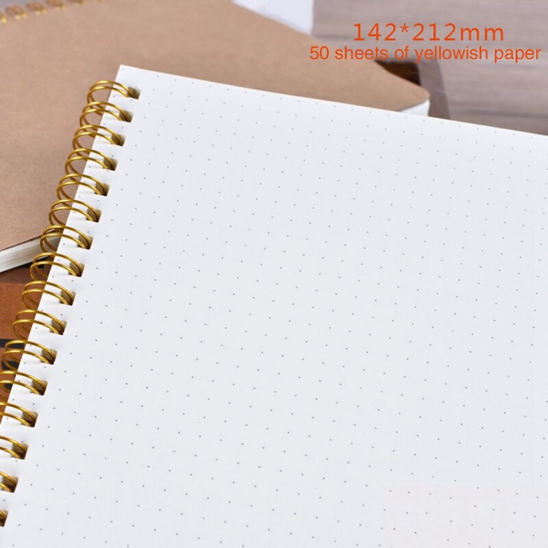 100 Pages A5 Office Supply Dot Grid Exercise Book Kraft Cover Coil Notepad Journal Notebook