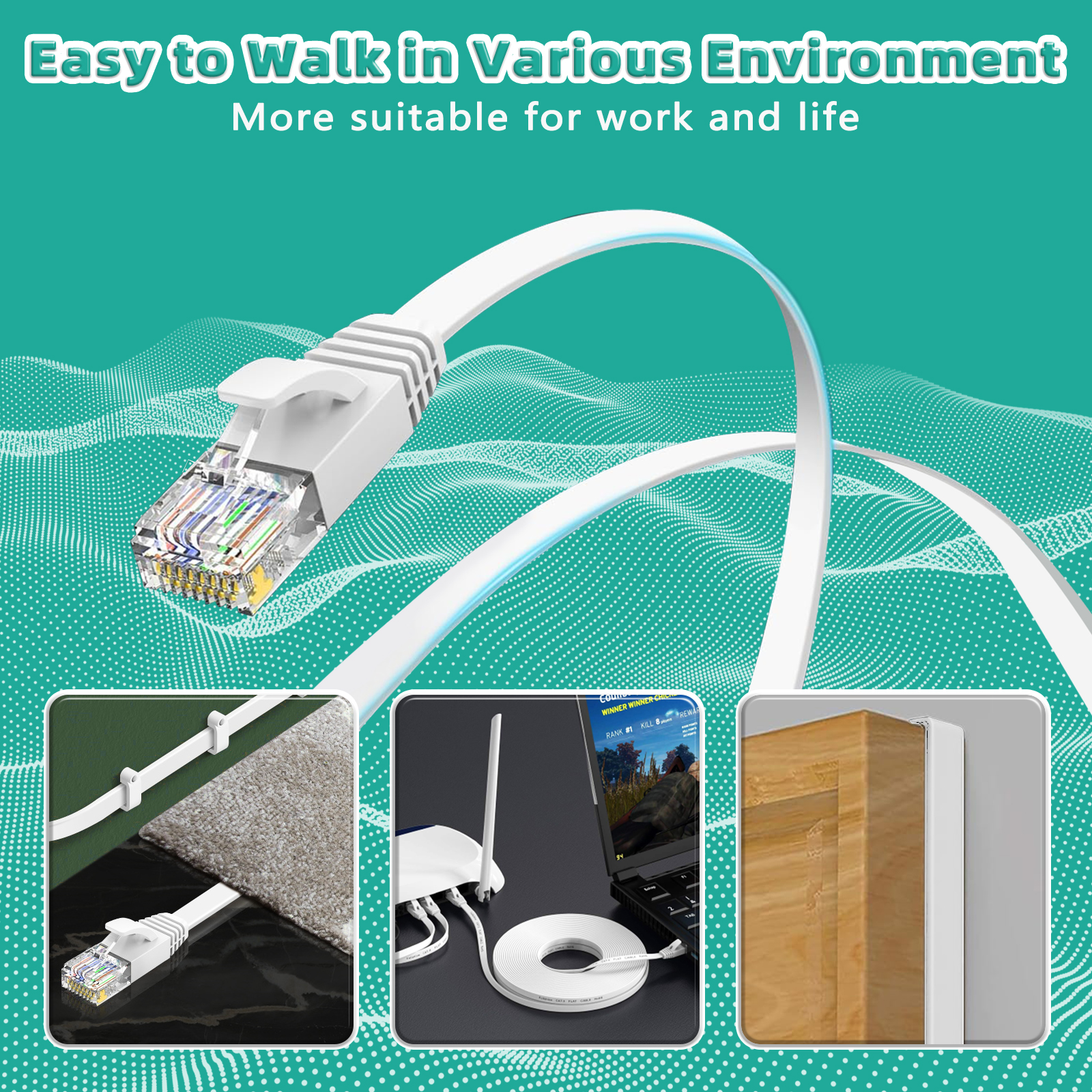 CAT6 Ethernet-kabel RJ45 0,1M 0,2M 0,3M 50M Platte internetnetwerkkabel RJ45 Patchkabel LAN voor router Modemkabel Ethernet Cat6