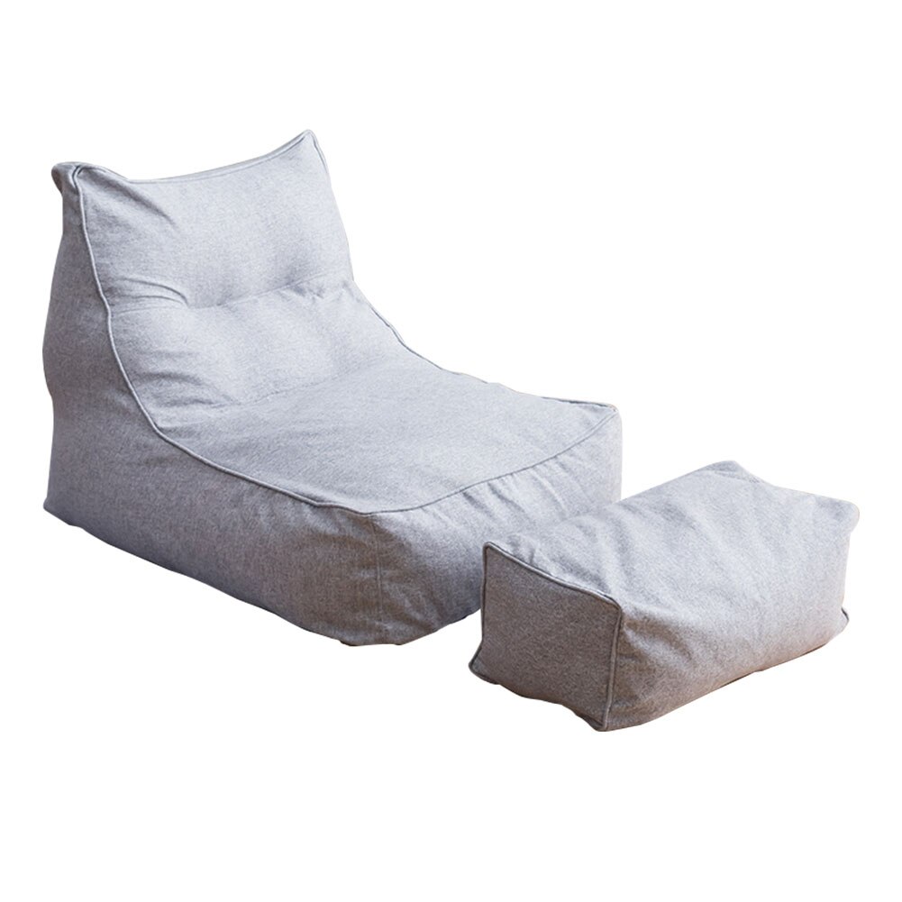 Blødt beskyttende liggestol sæde vaskbart alle årstider sækkestol pedal betræk soveværelse doven sofa betræk solid puf hjem stue: Herre grå 2