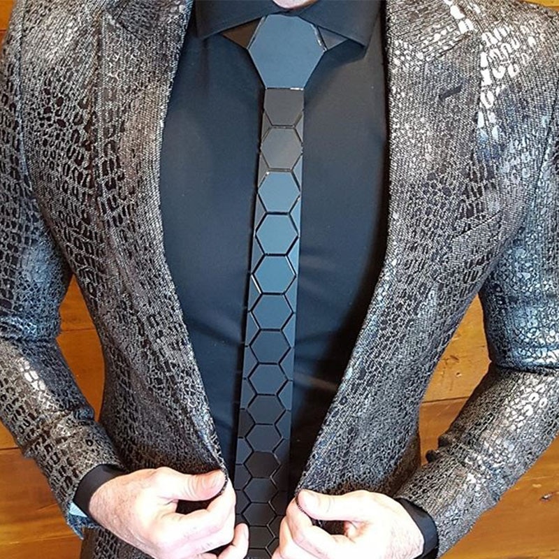 Eleganckie matowe czarne sześciokąty krawat męskie obcisłe krawaty jedwabne wesele prezent biznesowy wszystkie mecze modne akcesoria zestaw Hankerchief