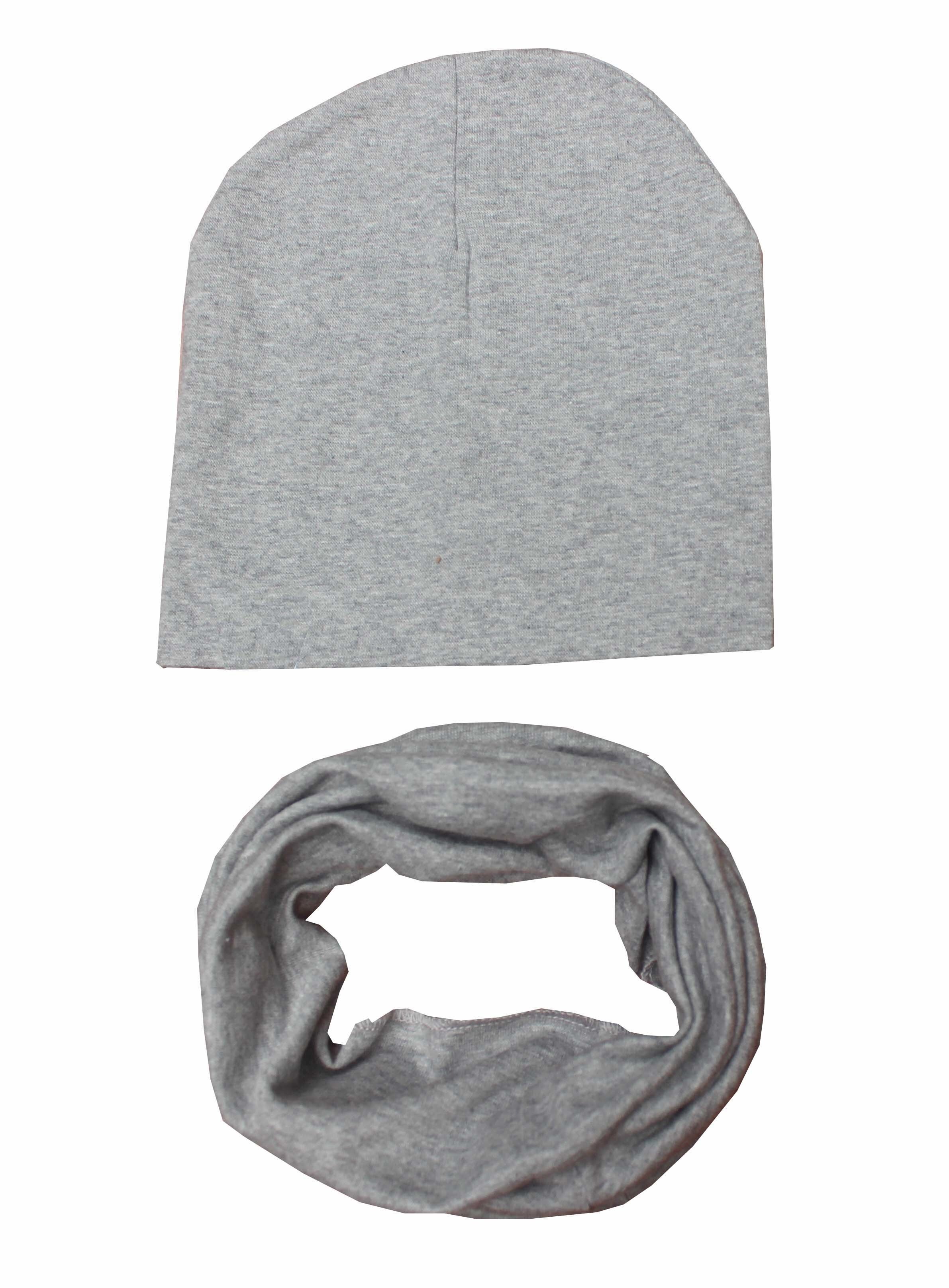 MAYA STEPAN 1 Set Winter Autumn Baby Hat Girl Boy Cap Cotton Scarf Beanie Infant knitted toddlers Children Crochet Snood Cloth: Light Gray