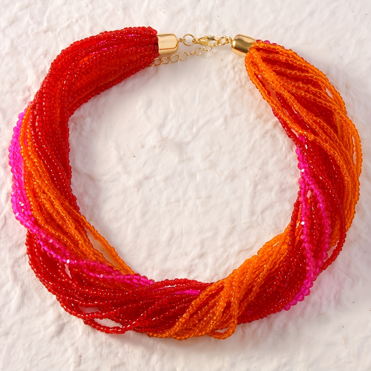 Collar bohemio de cuentas de arroz multicapa colorido para mujer, Color caramelo Vintage, vacaciones de verano, abalorio de playa, de joyería: De arma
