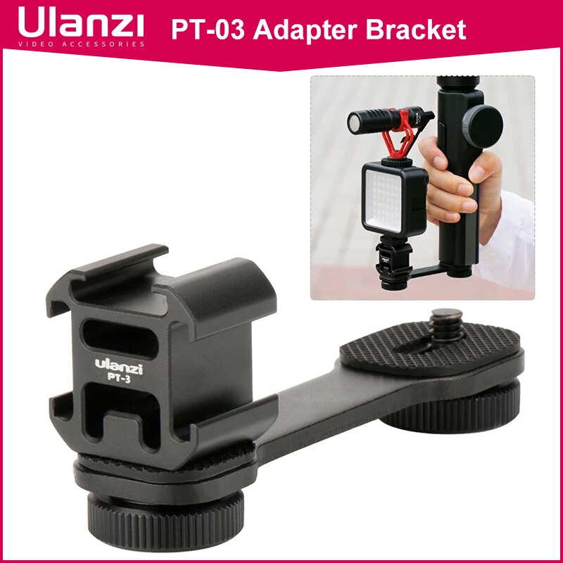 Ulanzi PT-3 Metal Extension Bar 3 Cold Shoe Mounts for Zhiyun Smooth 4/DJI OSMO/Vimble 2 Gimbal LED Light BY-MM1 Microphone