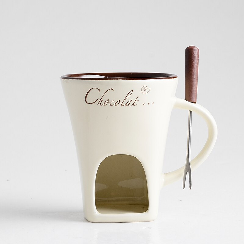 Fondue Mug Set Personal Mini Fondue Pots Chocolate Cheese Ice Cream Fondue Maker Kit Individual Butter Melter Cup Small Warmer: white