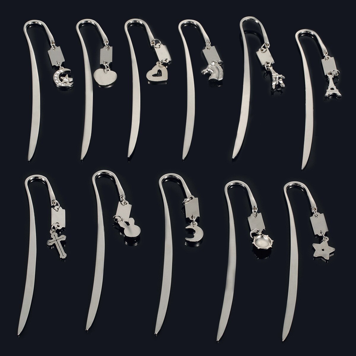 Hanger Bladwijzer Eiffeltoren Kruis Metalen Bladwijzer Hartvormige Konijn Envelop Klavertje Vier Ster Maan Hanger