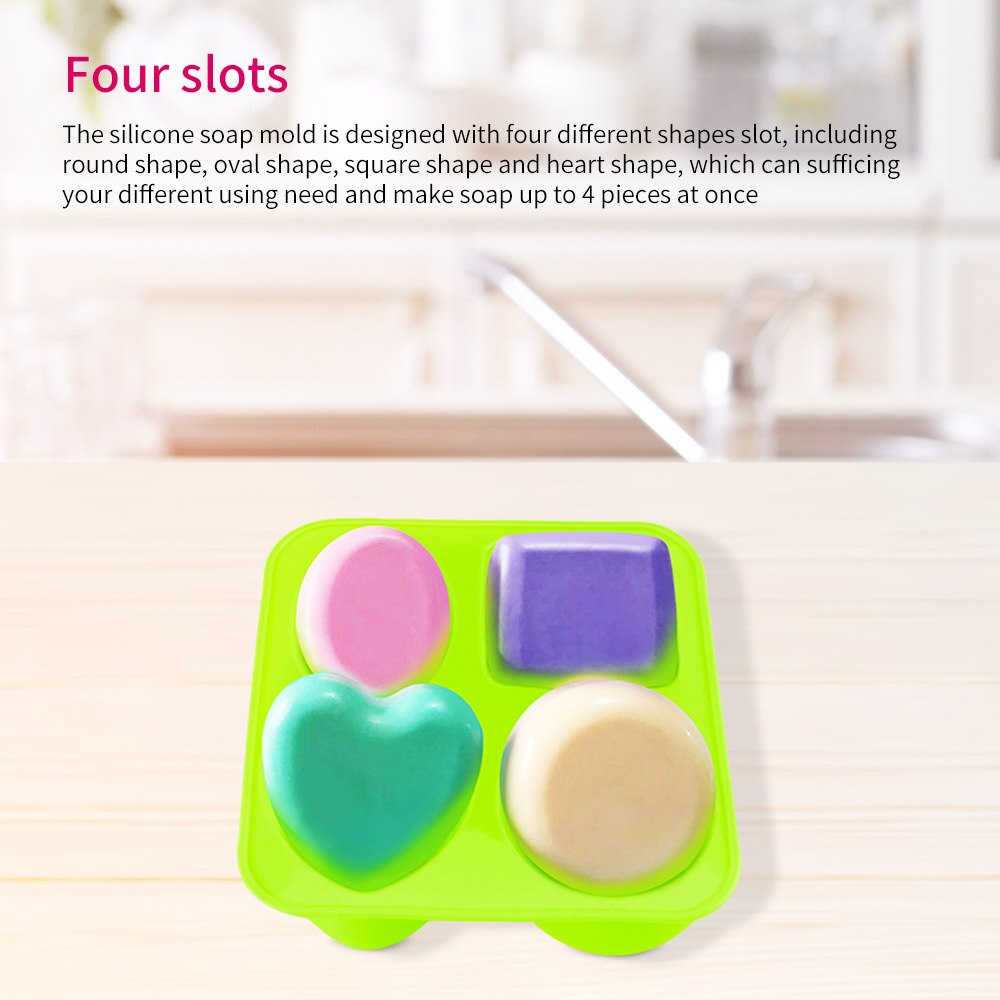 Molde de silicona para pudín, molde de silicona para jabón de 4 cavidades hecho a mano para decoración de velas, suministros para manualidades de jabón