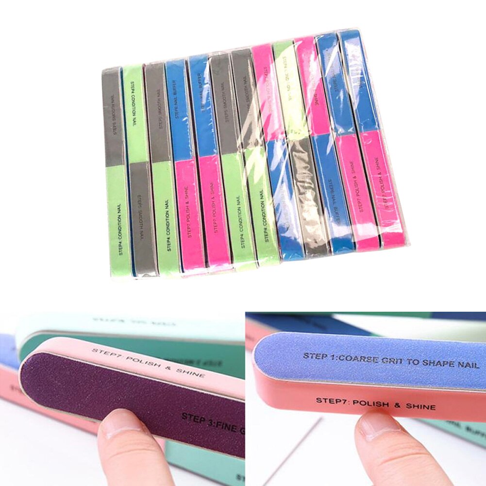 12PCS Nail Files Profession Nail Buffer 7 Sided Emery Boards Sanding Buffer Block Manicure Tools for women