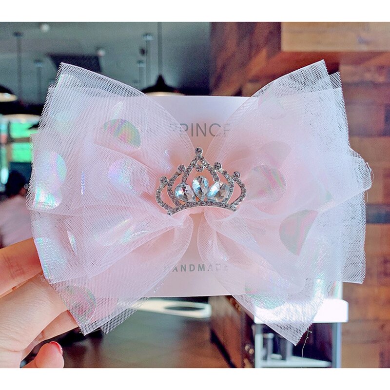Balleenshiny Pailletten Dot Mesh Kinderen Grote Boog Kroon Haarspeld Prinses Baby Meisje Hoofddeksels Accessoires Baby Kids Hair Clips: T2