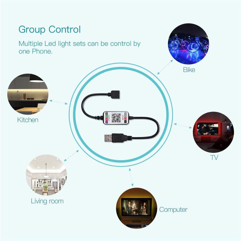 Wireless Bluetooth LED Dimmer Remote Controller DC5-24V Phone APP Connection Control for RGB Light Strip Timer Switch