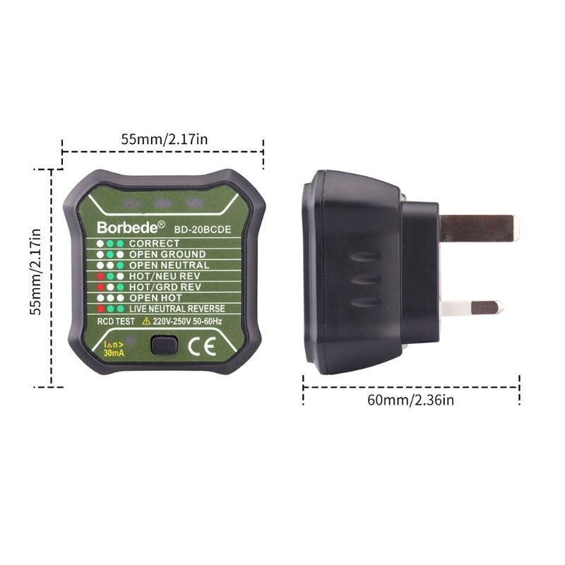 Eu /uk 30ma socket tester digital display socket detektor krets polaritet spänning tester väggkontakt brytare test