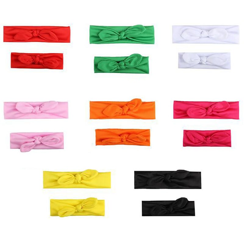 2 pz/set stile europeo puro colore Bowknot turbante vacanza neonato copricapo carino elastico Baby Girl Hairband