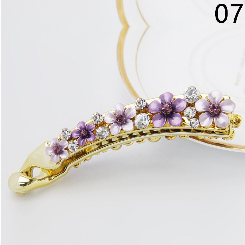 Nowe akcesoria Crystal Barrette Rhinestone spinka do włosów spinka do włosów spinka w kształcie Banana spinki do włosów dla kobiet akcesoria do włosów Hairgrip: 07
